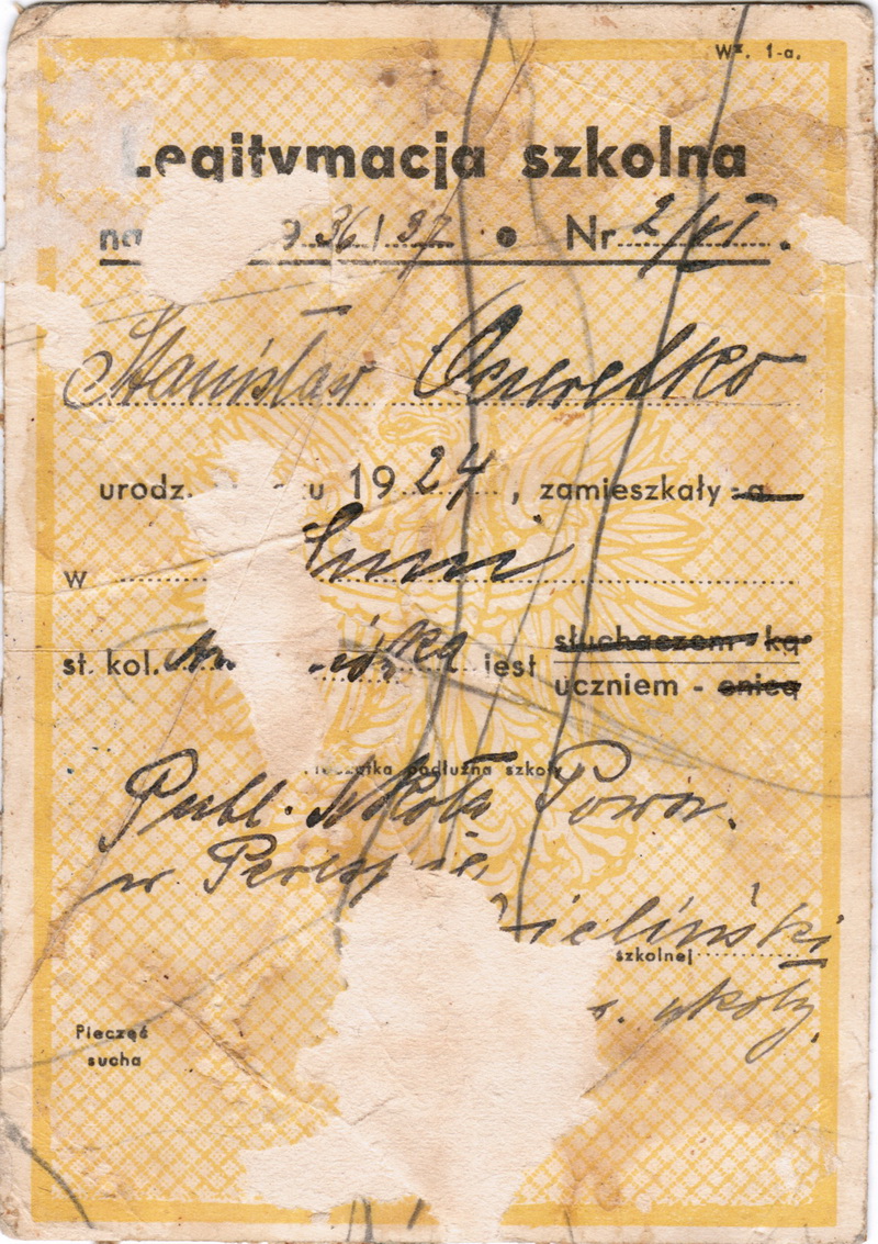 Huta 5 Horyn Legitymacja szkolna Stanislawa Oczeretki